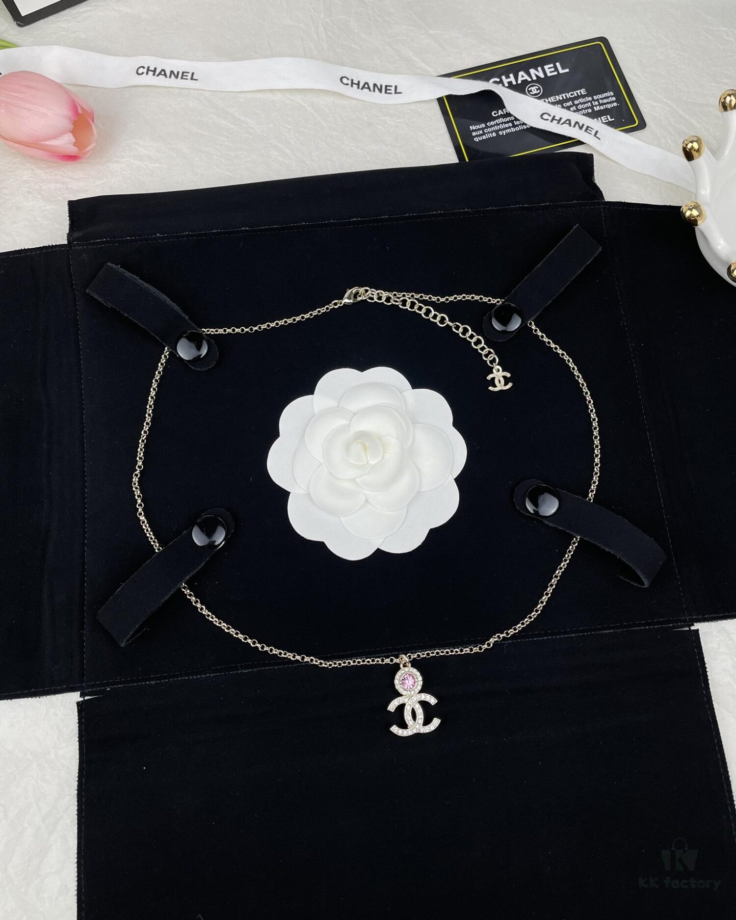 CHANE New Style Pink Round Diamond Collar Necklace Long Chain