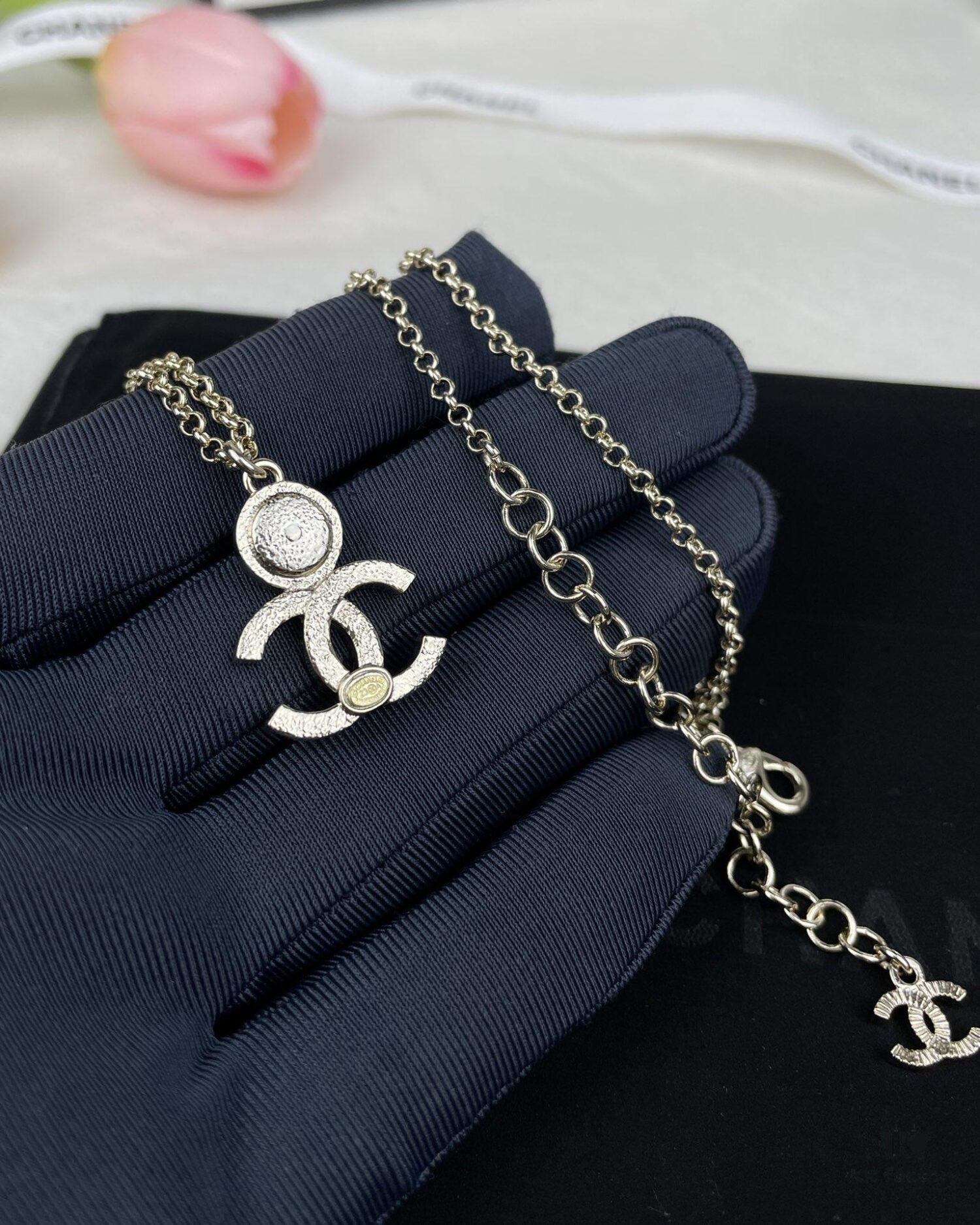 CHANE New Style Pink Round Diamond Collar Necklace Long Chain