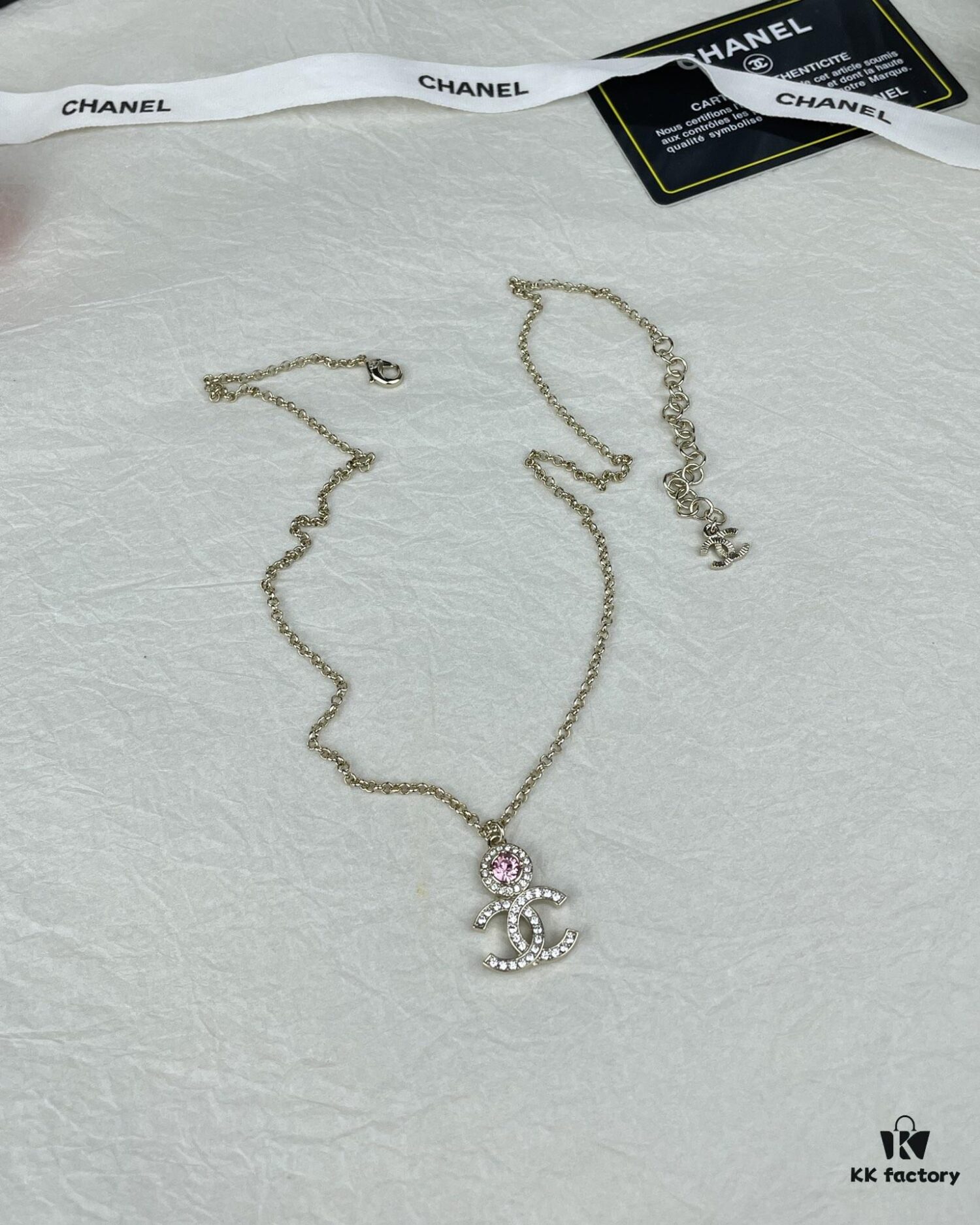 CHANE New Style Pink Round Diamond Collar Necklace Long Chain