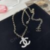 Chanel 23A New Arrival Bicolor Gold and Silver Chain with White Diamond Double C Pendant Necklace