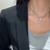 Chanel 23A New Arrival Bicolor Gold and Silver Chain with White Diamond Double C Pendant Necklace