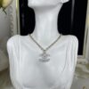 Chanel 23A New Arrival Bicolor Gold and Silver Chain with White Diamond Double C Pendant Necklace