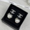CHANE New Style White Gold Black Bud Pearl Pendant Stud Earrings