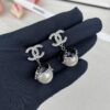 CHANE New Style White Gold Black Bud Pearl Pendant Stud Earrings