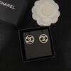 Chanel New Arrival CC Openwork Smooth Round Stud Earrings