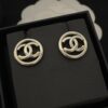 Chanel New Arrival CC Openwork Smooth Round Stud Earrings
