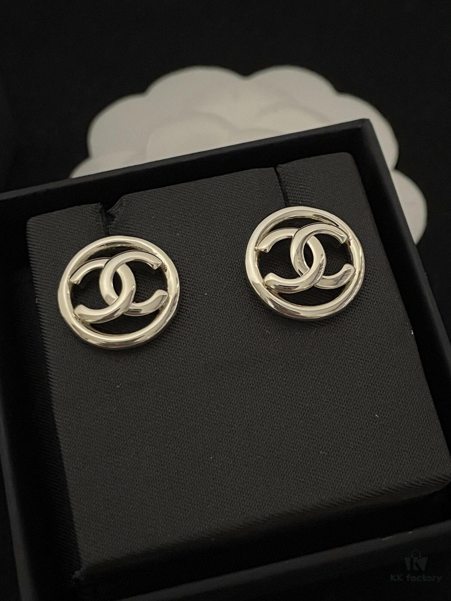 Chanel New Arrival CC Openwork Smooth Round Stud Earrings