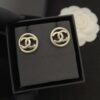 Chanel New Arrival CC Openwork Smooth Round Stud Earrings