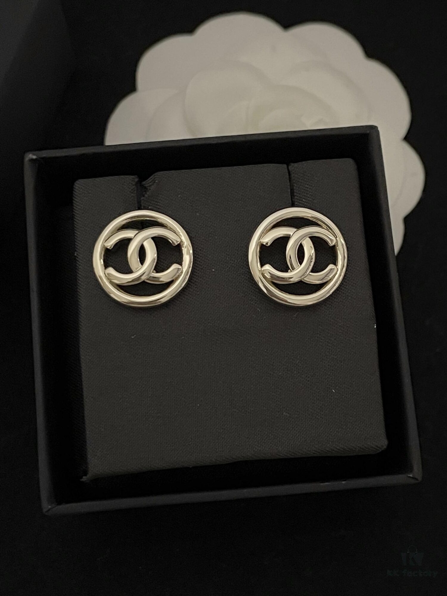 Chanel New Arrival CC Openwork Smooth Round Stud Earrings