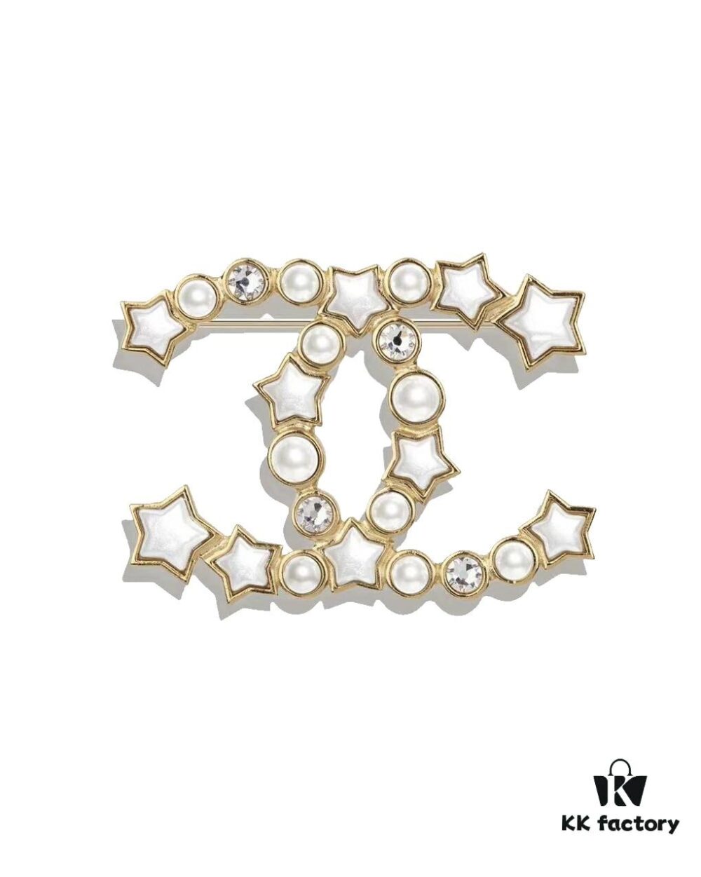 CHANE New Style Pearl-Inlaid Diamond Five-Pointed Star Brooch