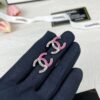 CHANE New 24C Pink Enamel Half-Gold Half-Pink Letter C Stud Earrings