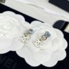 Xiaoxiang New Arrival Light Blue Rhinestone Round Double C Pendant Earrings