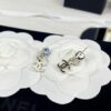 Xiaoxiang New Arrival Light Blue Rhinestone Round Double C Pendant Earrings