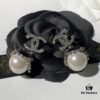 New Xiaoxiang Double C Black Pearl Earrings, Brand Fashion and Versatile