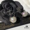 New Xiaoxiang Double C Black Pearl Earrings, Brand Fashion and Versatile
