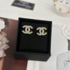 Xiaoxiang New Arrival Light Gold Full Diamond Double C Stud Earrings