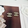 Xiaoxiang New Arrival Light Gold Full Diamond Double C Stud Earrings