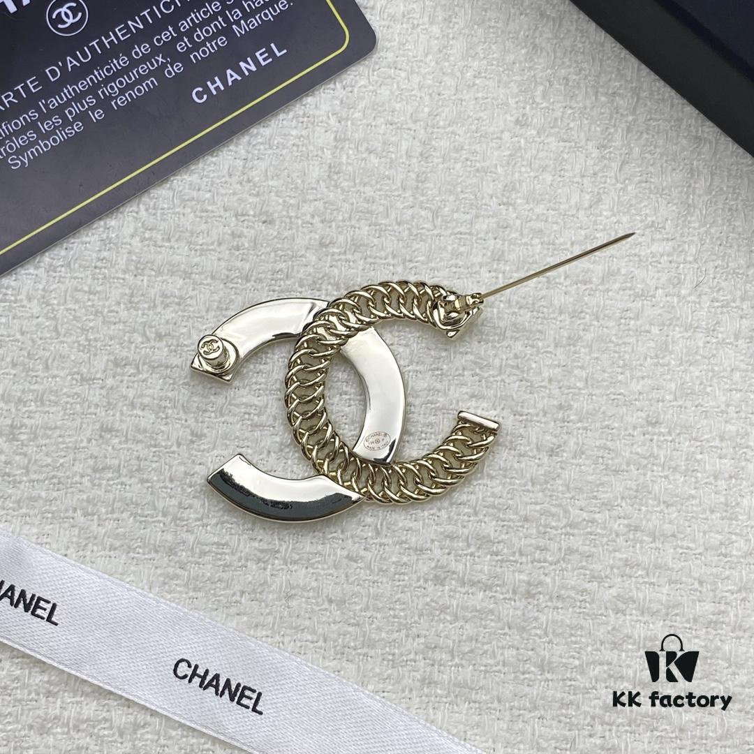 Xiao Xiang New Style Tweed Letter Rhinestone Double C Brooch