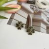 Xiaoxiang New Arrival Antique Silver and Antique Gold Black Fine Sparkle Four-Leaf Clover Stud Earrings