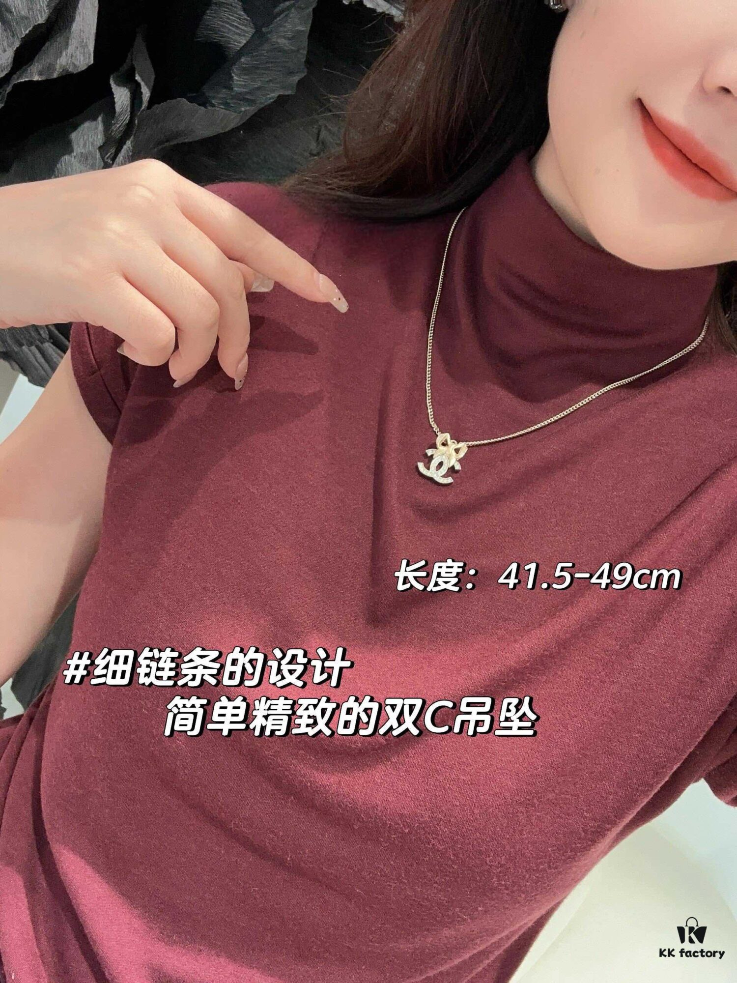 Xiaoxiang New Arrival Light Gold Bow Silver Two-Tone Full Diamond Necklace