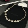Xiaoxiang New Arrival White Oil-Drop Double C Round Mirror Clover Pendant Necklace with Smooth Chain