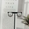 Xiaoxiang New Arrival White Enamel 3D Round Diamond-Inlaid Stud Earrings