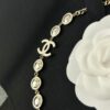 Xiaoxiang New Arrival White Oil-Drop Double C Round Mirror Clover Pendant Necklace with Smooth Chain