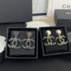 Xiaoxiang New Arrival Gold and Silver Two-Tone Luxury Double C Leather-Embedded Earrings