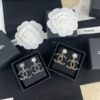 Xiaoxiang New Arrival Gold and Silver Two-Tone Luxury Double C Leather-Embedded Earrings
