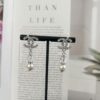 Xiao Xiang New Arrival Silver Double C Full Diamond Transparent Pearl Pendant Earrings