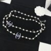 Chanel New Arrival Blue Enamel C Diamond Letter Pearl Fashion Necklace Sweater Chain