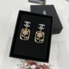 Xiaoxiang New Rectangular Picture Frame Surrounding Flower Colorful Rhinestone Hollow Pendant Earrings