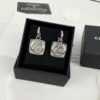 Chanel New Arrival Silver Square Diamond-Inlaid Pendant Hook Earrings