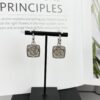 Chanel New Arrival Silver Square Diamond-Inlaid Pendant Hook Earrings