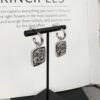 Chanel New Arrival Silver Square Diamond-Inlaid Pendant Hook Earrings