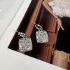 Chanel New Arrival Silver Square Diamond-Inlaid Pendant Hook Earrings