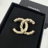 Xiaoxiang New Arrival Golden Half-Braid Twisted Double C Classic Elegant Brooch