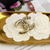 Xiaoxiang New Arrival Golden Half-Braid Twisted Double C Classic Elegant Brooch