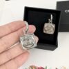 Chanel New Arrival Silver Square Diamond-Inlaid Pendant Hook Earrings