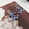 Xiaoxiang New Arrival Nautical Style Classic Blue Enamel Inlaid Hook Earrings, Elegant Ear Clips ✨🌿