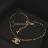 Xiaoxiang New Arrival Leather Cord Double C Rhinestone Gold Necklace