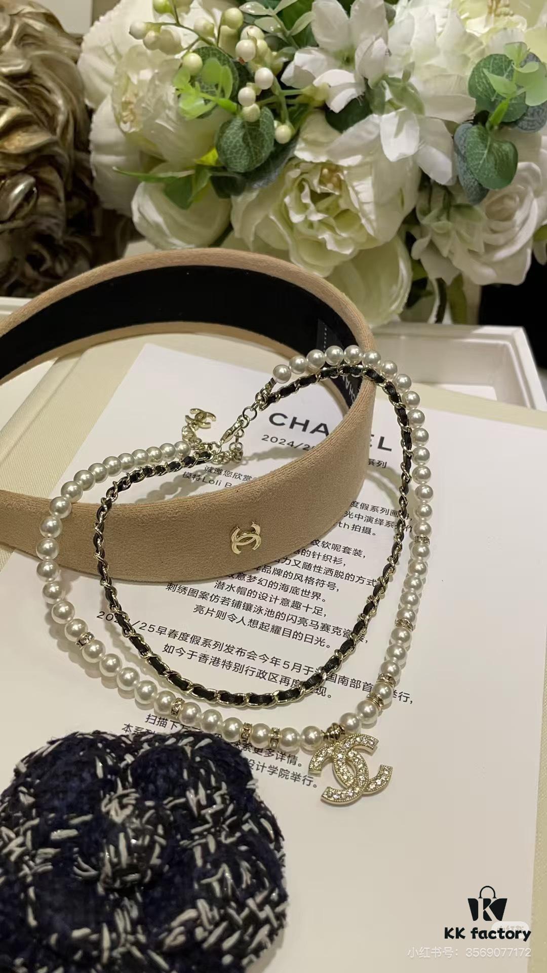 Xiaoxiang New Double-Layer Pearl and Cubic Zirconia Necklace with Leather String