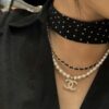 Xiaoxiang New Double-Layer Pearl and Cubic Zirconia Necklace with Leather String
