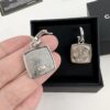 Chanel New Arrival Silver Square Diamond-Inlaid Pendant Hook Earrings