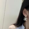 New Xiaoxiang Pearl Inlaid with Diamond Double C Pendant Earrings