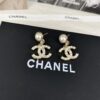 New Xiaoxiang Pearl Inlaid with Diamond Double C Pendant Earrings