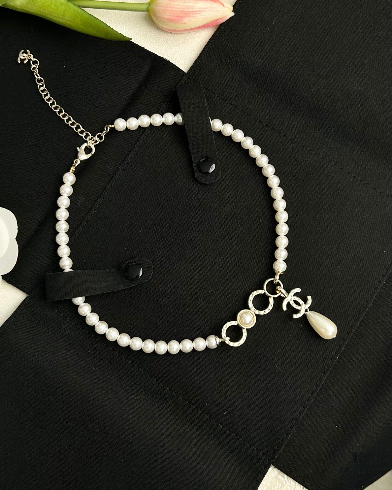 Xiaoxiang New Model Coco Pearl Double C Pendant Necklace