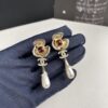 Chanel New Arrival Red Zircon-Inlaid Camellia Drop Earrings