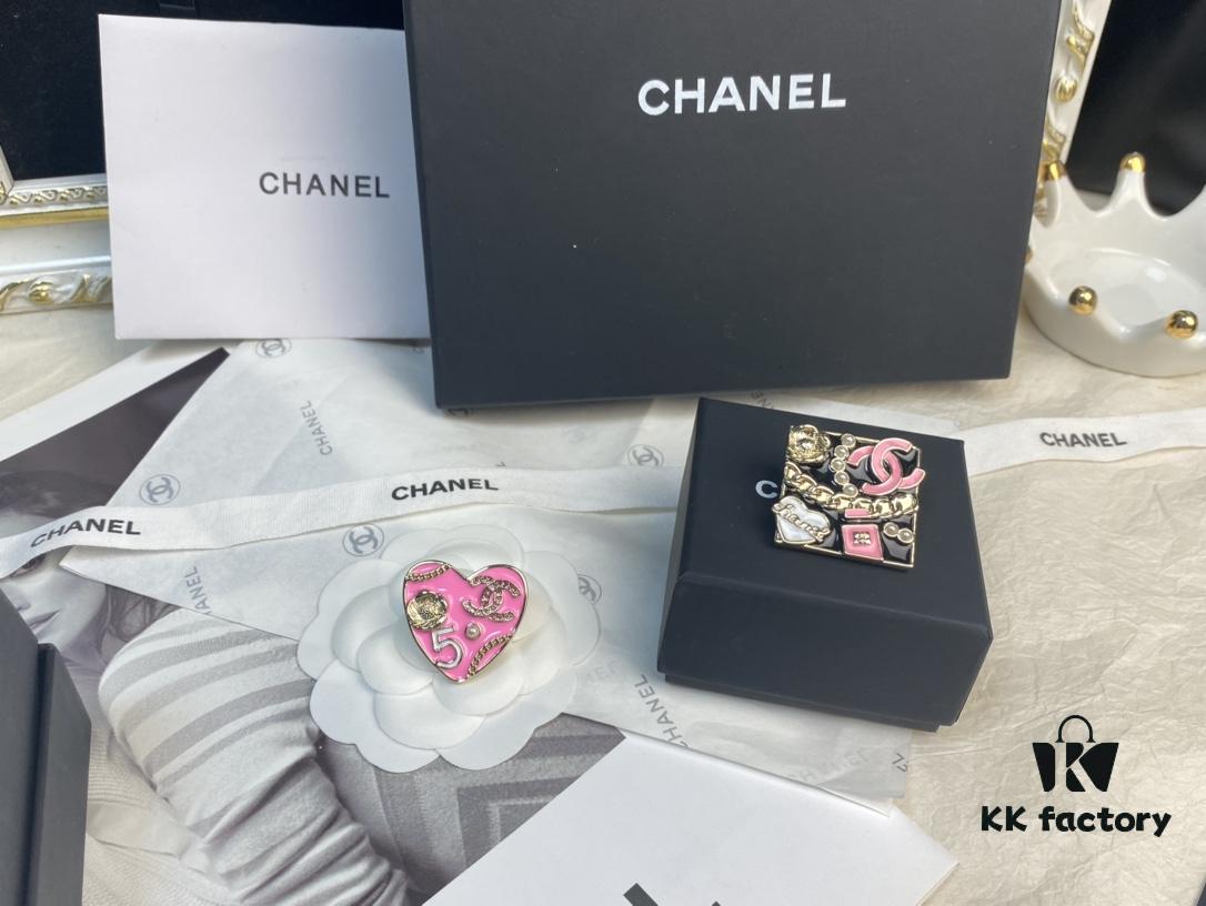 CHANE New Style Square 24S Pink Double C Heart Pearl Multi-Element Brooch