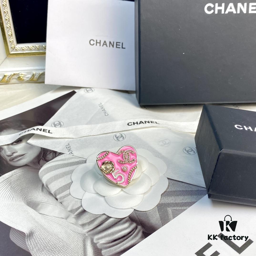 CHANE New 24S Pink Camellia Pearl Heart ❤️ Brooch